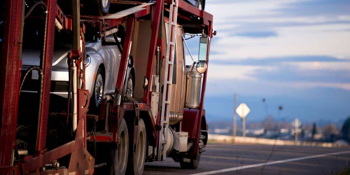 Truck that has haulers insurance transporting vehicles.